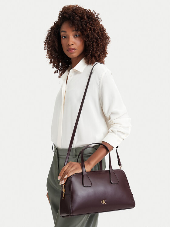 Calvin Klein Torebka Calvin Klein Ck Medium Bowling Bag LV04F3610G Bordowy