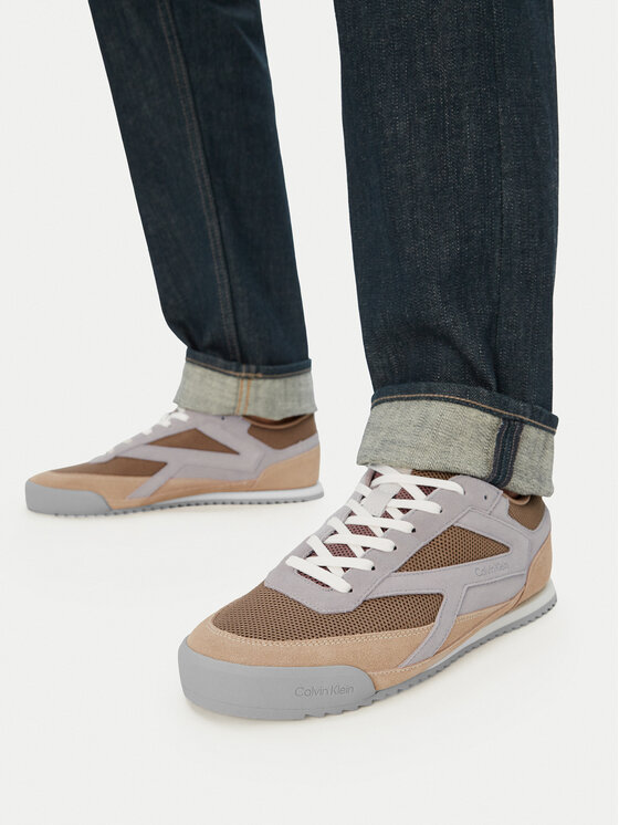Calvin Klein Sneakersy Calvin Klein Low Pro Runner Mix Mat HM0HM02208 Brązowy