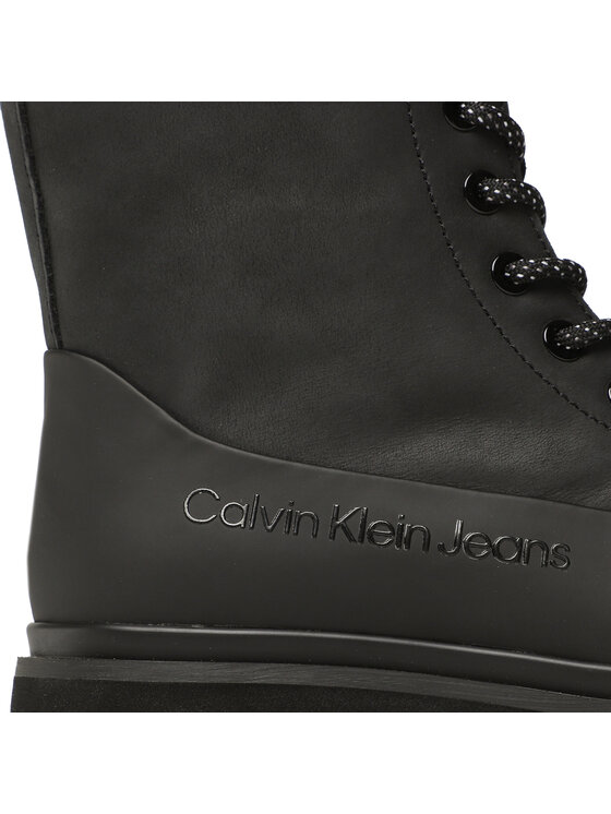 Calvin Klein Jeans Polacchine Calvin Klein Jeans Chunky Combat Laceup Boot Rub YW0YW01066 Nero