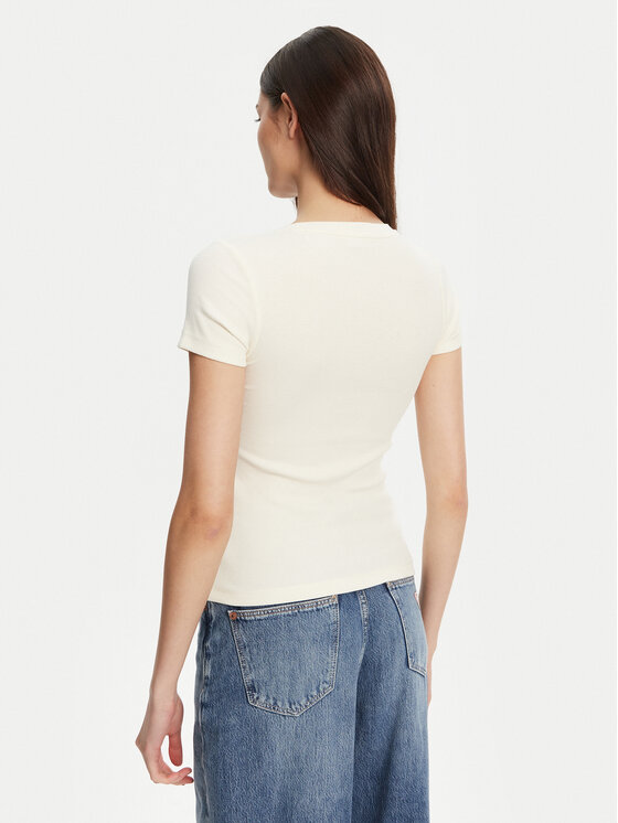 Guess Jeans Guess Jeans Футболка W5YP37 KA0H1 Écru Slim Fit