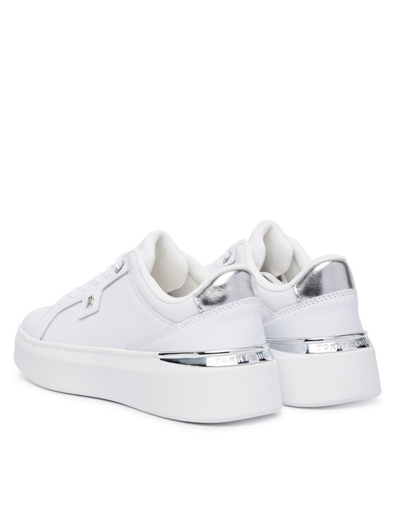 Tommy Hilfiger Laisvalaikio batai Tommy Hilfiger Th Platform Chic Sneaker FW0FW09626 Balta