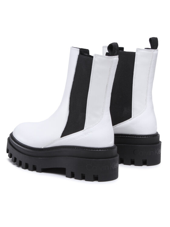 Calvin Klein Jeans Štibletai Calvin Klein Jeans Flatform Chelsea Boot YW0YW00850 Balta