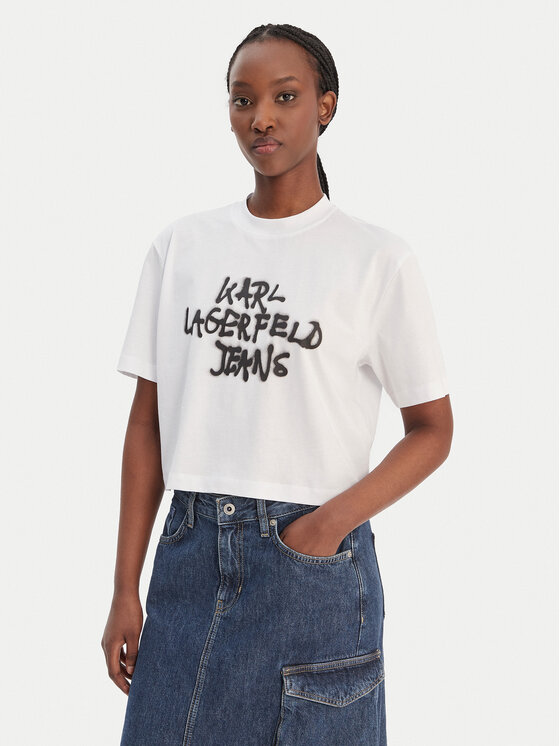 Karl Lagerfeld Jeans Karl Lagerfeld Jeans Majica B1W17054 Bela Relaxed Fit