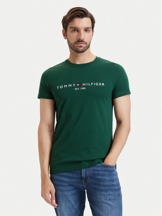 Tommy Hilfiger Tommy Hilfiger T-shirt Logo MW0MW11797 Tamno zelena Slim Fit