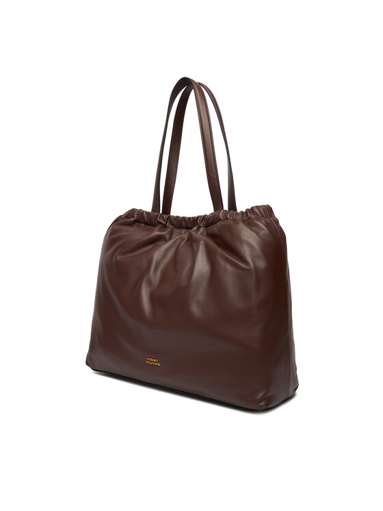 Tommy Hilfiger Borsetta Tommy Hilfiger Soft Leather Tote AW0AW18308 Bordeaux