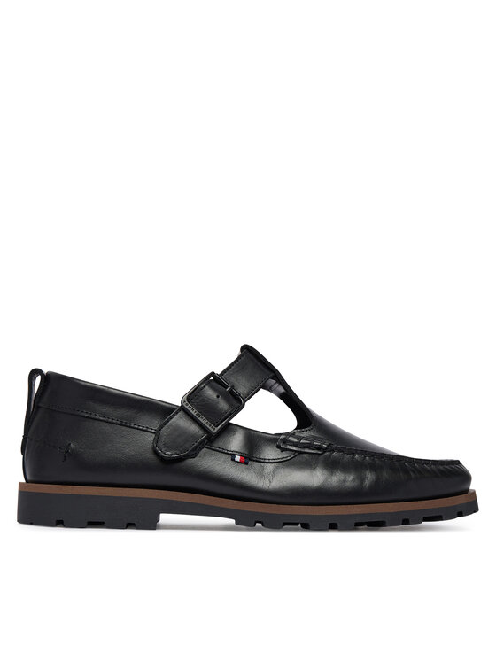 Tommy Hilfiger Pusbačiai Tommy Hilfiger Hilfiger Light Lth Buckle Loafer FM0FM05846 Juoda