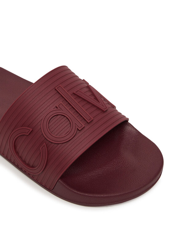 Calvin Klein Natikače Calvin Klein Nemo - Contoured Emblem Logo Sliders HM0HM02113 Tamnocrvena