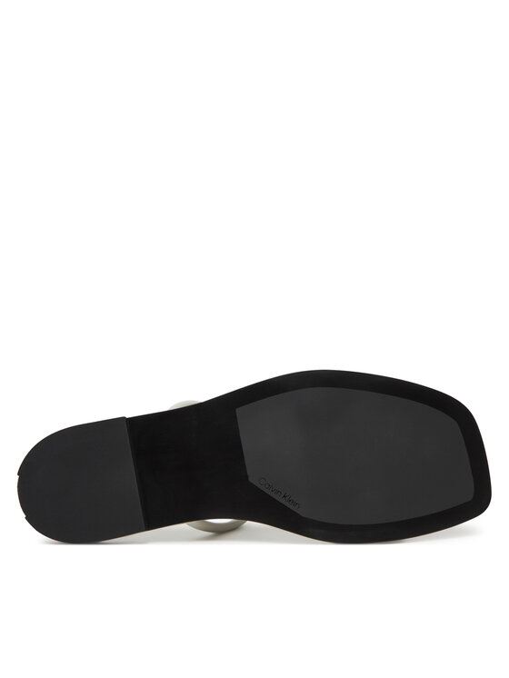 Calvin Klein Nazouváky Calvin Klein Flat Sandal Squared 2-Bar Lth HW0HW02532 Écru