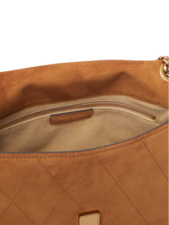 Tory Burch Geantă Tory Burch Charlie Quilted Suede Shoulder Bag 183357 Maro