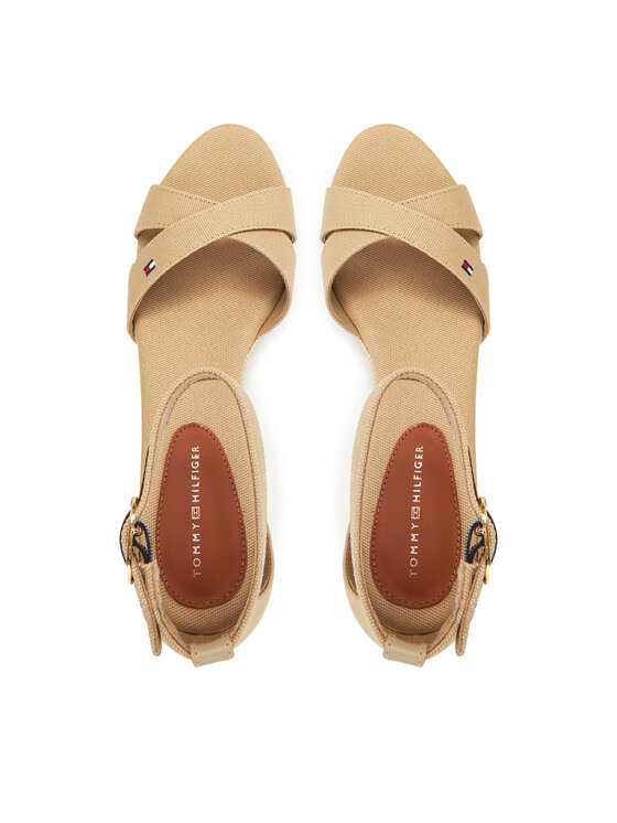 Tommy Hilfiger Espadrilky Tommy Hilfiger Flag Criss-Cros Mid Wedge Espad FW0FW08481 Béžová