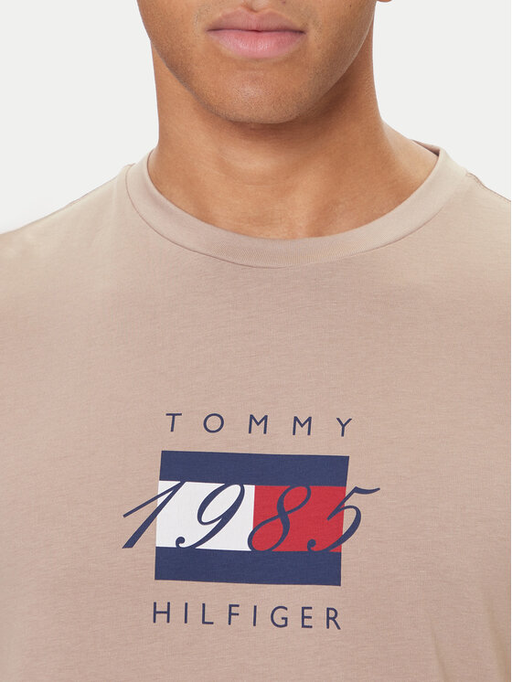 Tommy Hilfiger Tommy Hilfiger Camiseta Linear Flag MW0MW41338 Beis Regular Fit