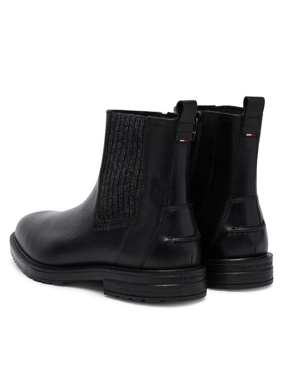 Tommy Hilfiger Polokozačky Tommy Hilfiger Cleated Hilfiger Brush Wl Chel FM0FM06080 Černá