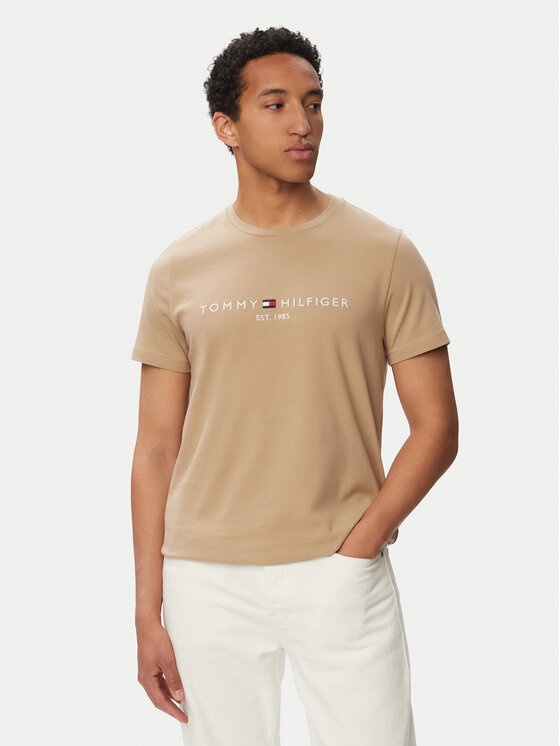 Tommy Hilfiger Tommy Hilfiger T-shirt Logo Tee MW0MW11797 Beige Slim Fit
