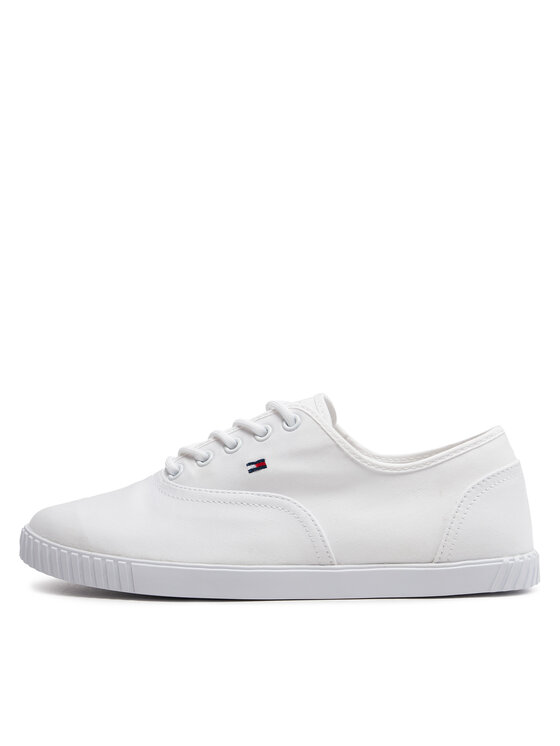 Tommy Hilfiger Πάνινα παπούτσια Tommy Hilfiger Canvas Lace Up Sneaker FW0FW07805 Λευκό
