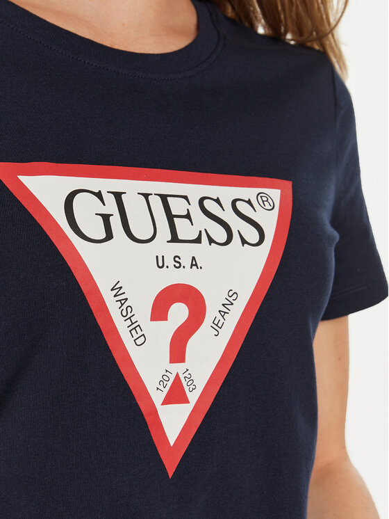 Guess Guess Marškinėliai W1YI1B I3Z14 Tamsiai mėlyna Regular Fit