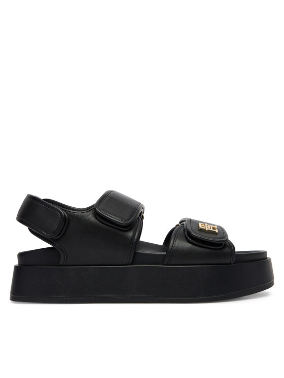 Tommy Hilfiger Sandali Tommy Hilfiger Leather Sporty Platform Sandal FW0FW09119 Nero