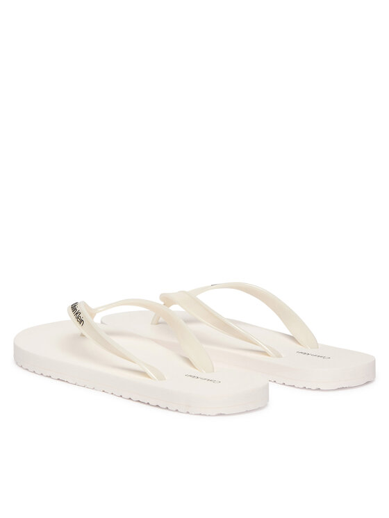 Calvin Klein Šlepetės per pirštą Calvin Klein Arwa - Metallic Pearlised Flip Flops HW0HW02956 Balta
