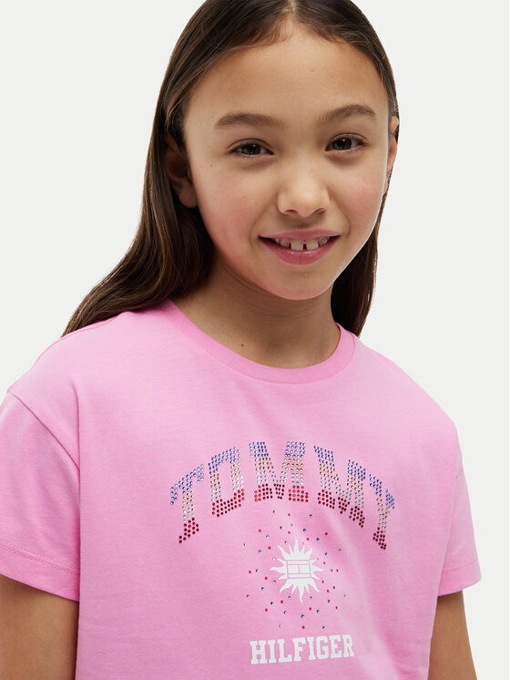 Tommy Hilfiger Tommy Hilfiger Camiseta Sun Rhinestone KG0KG09458 Rosa Regular Fit