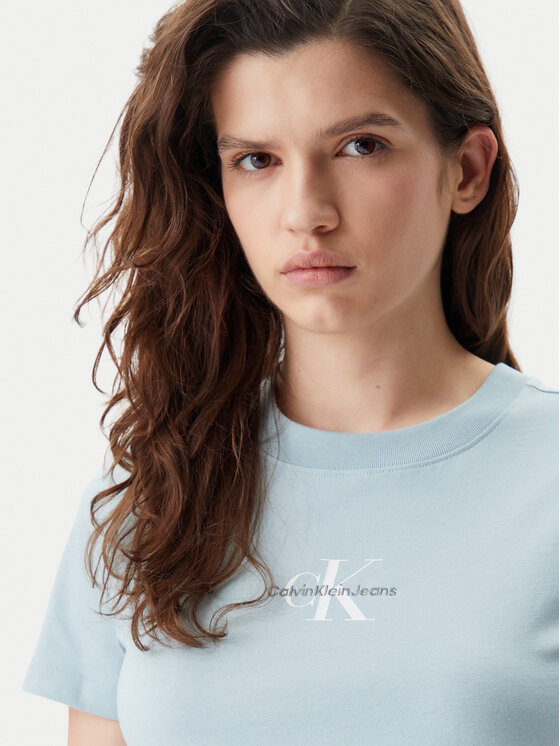 Calvin Klein Jeans Calvin Klein Jeans Majica Baby Tee J20J223113 Modra Slim Fit