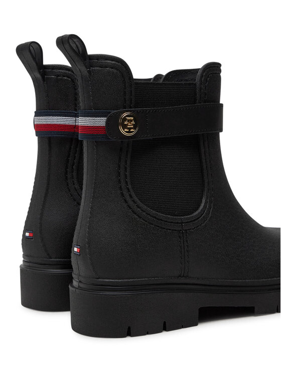 Tommy Hilfiger Holínky Tommy Hilfiger Th Stud Rubberised Rainboot FW0FW08168 Černá
