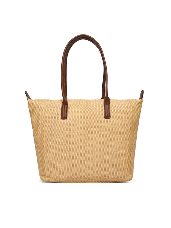 Tommy Hilfiger Bolso Tommy Hilfiger Popette Tote Raffia AW0AW18528 Beis