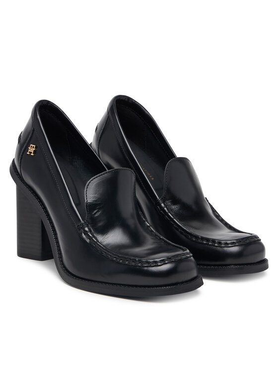 Tommy Hilfiger Κλειστά παπούτσια Tommy Hilfiger Square Toe Heeled Loafer FW0FW09493 Μαύρο