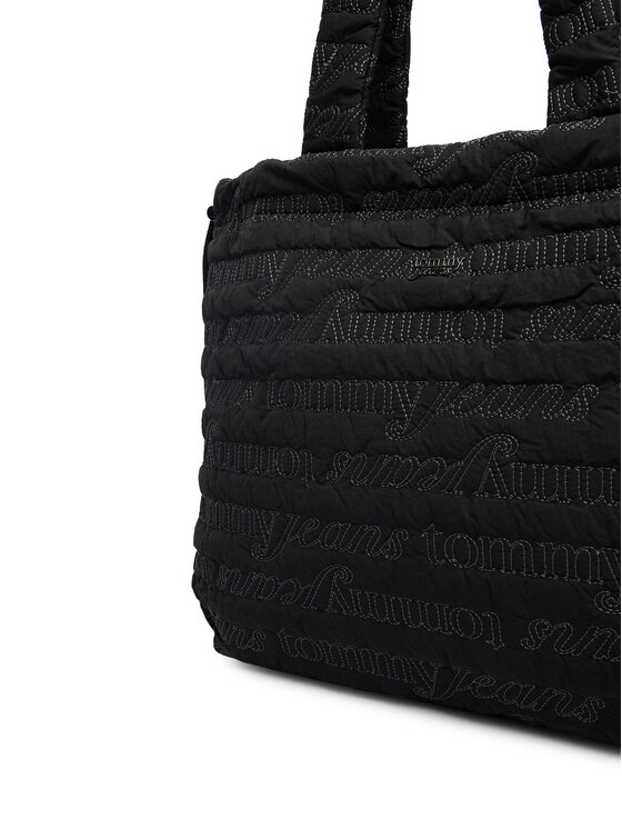 Tommy Jeans Ročna torba Tommy Jeans Tjw Icon Nylon Tote Aop AW0AW18649 Črna