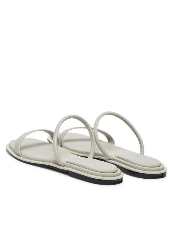 Calvin Klein Şlapi Calvin Klein Flat Sandal Squared 2-Bar Lth HW0HW02532 Écru