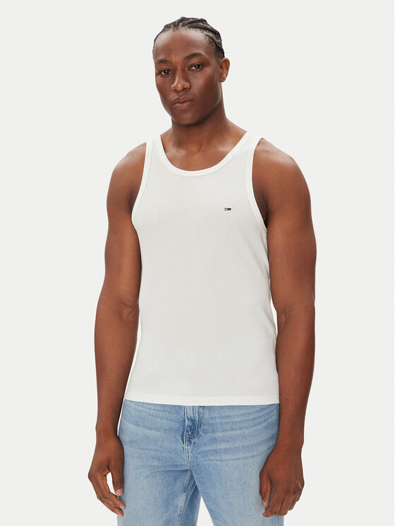 Tommy Jeans Tommy Jeans Majica brez rokavov Classic Flag DM0DM21927 Bela Slim Fit