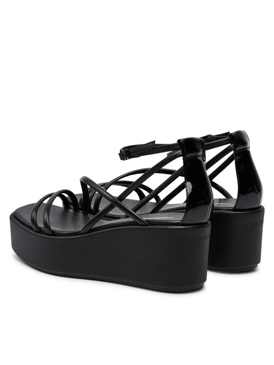 Calvin Klein Sandales Calvin Klein Wedge Sandal 30 Lth HW0HW01949 Melns