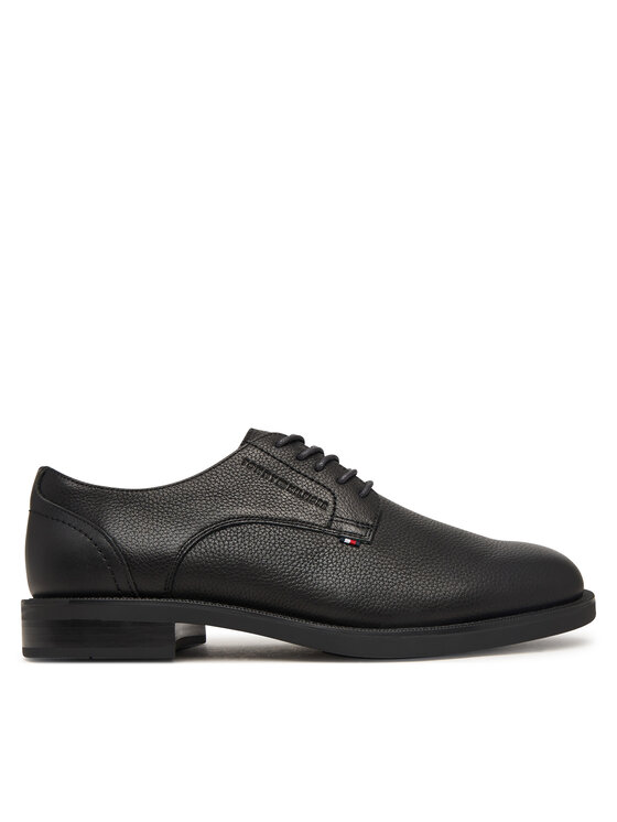 Tommy Hilfiger Pusbačiai Tommy Hilfiger Lth Mix Dress Hilfiger Shoe FM0FM06086 Juoda