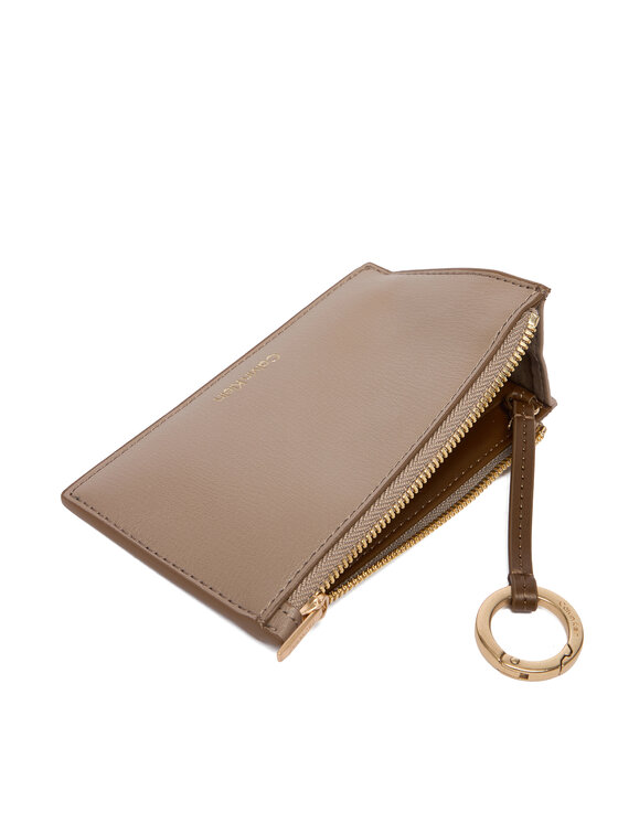 Calvin Klein Портфейл Calvin Klein Foil Logo Top Zip Cardcase LV04F1090G Бежов