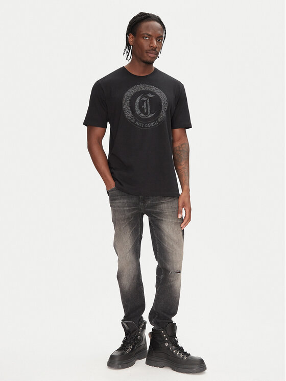 Just Cavalli Just Cavalli Marškinėliai 78OAHE22 Juoda Regular Fit