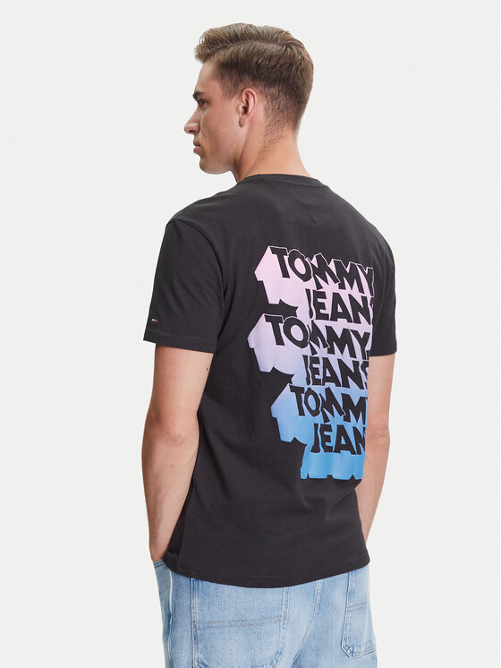 Tommy Jeans Tommy Jeans Póló Stack Backprint DM0DM21589 Fekete Regular Fit