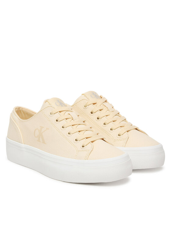 Calvin Klein Сникърси Calvin Klein Vulc Flatform Low Canvas Mg YW0YW01763 Екрю
