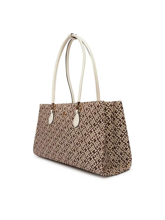 Tommy Hilfiger Torebka Tommy Hilfiger Th Grace Satchel Jacquard AW0AW18754 Brązowy