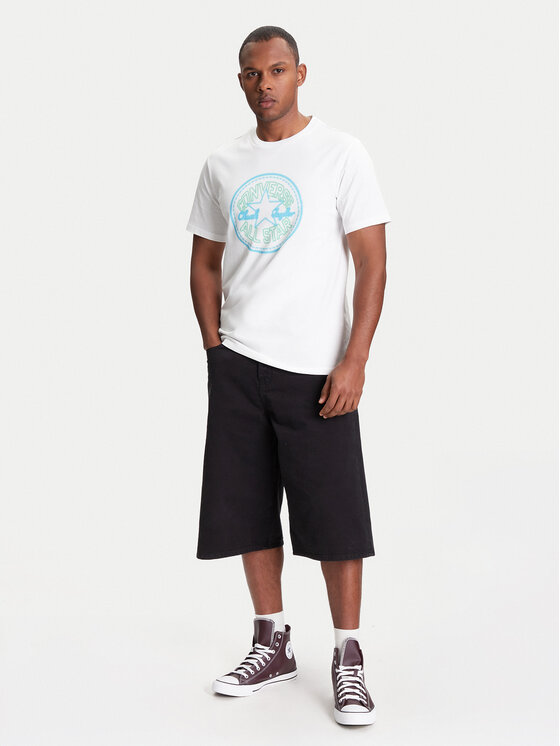 Converse Converse Marškinėliai Neon Sign All Star Patch 10027722-A02 Balta Regular Fit