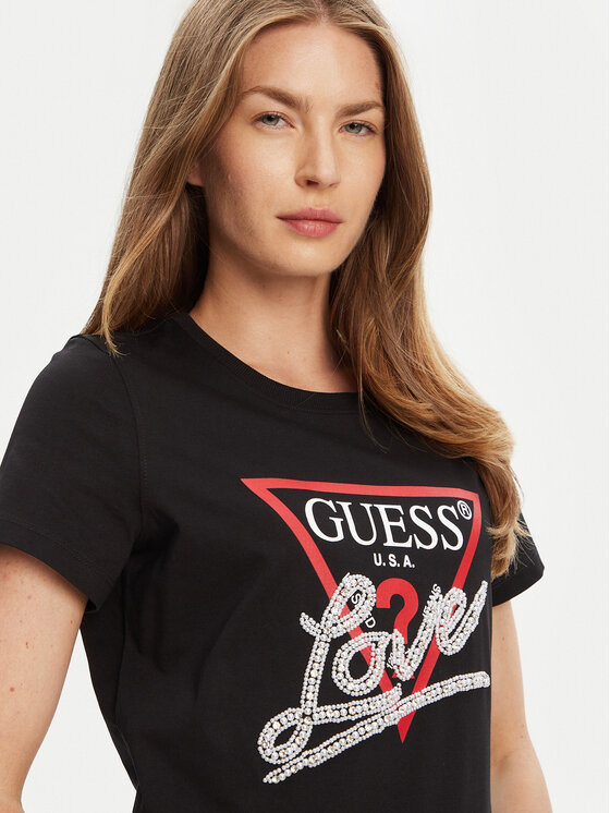 Guess Guess Футболка W5YI40 I3Z14 Чорний Regular Fit