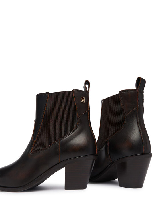 Tommy Hilfiger Botine Tommy Hilfiger Leather Western Chelsea Boot FW0FW09582 Maro