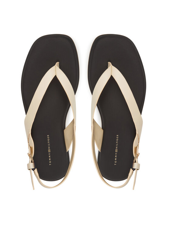 Tommy Hilfiger Sandály Tommy Hilfiger Color Block Thong Flat Sandal FW0FW08883 Écru