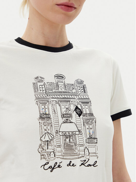 KARL LAGERFELD KARL LAGERFELD Marškinėliai A2W17087 Écru Regular Fit