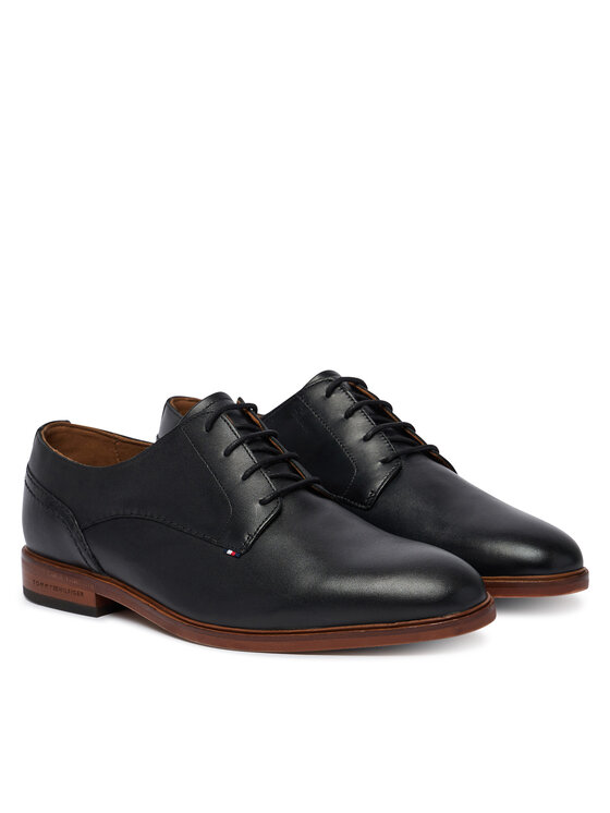 Tommy Hilfiger Nizki čevlji Tommy Hilfiger Hilfiger Leather Dress Shoe FM0FM05777 Črna