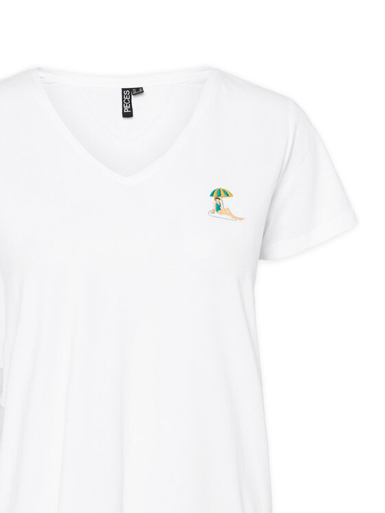 Pieces Pieces Camiseta Tilly 17157705 Blanco Regular Fit