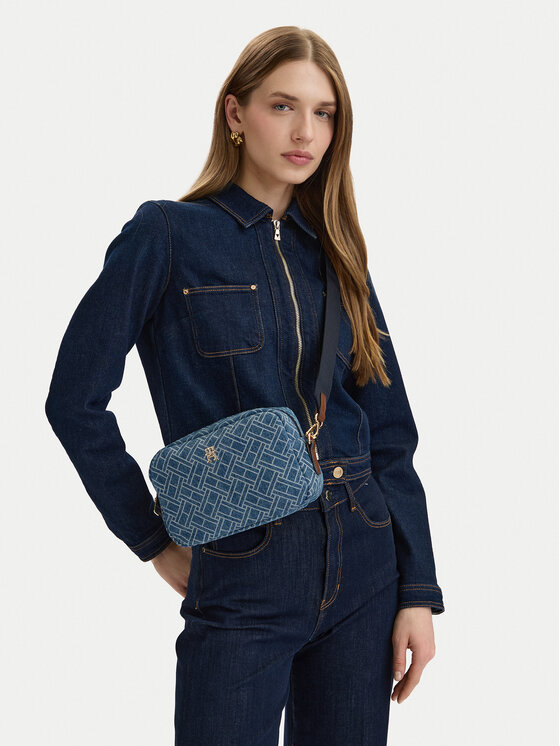 Tommy Hilfiger Geantă Tommy Hilfiger Popette Camera Bag Denim Flag AW0AW18610 Albastru