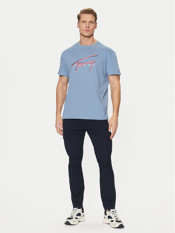 Tommy Jeans Tommy Jeans Majica Signature DM0DM21109 Modra Regular Fit