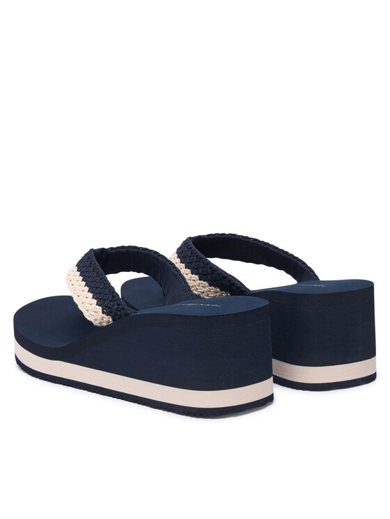 Tommy Hilfiger Žabky Tommy Hilfiger Th Wedge Crochet Summer Sandal FW0FW09420 Tmavomodrá