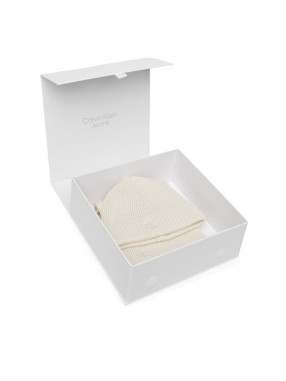 Calvin Klein Jeans Set šal i kapa Calvin Klein Jeans Knitted Scarf Beanie Giftbox LVCKFJP00N Krem