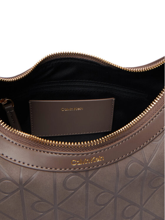 Calvin Klein Borsetta Calvin Klein Emblem Aop Sueded Shoulder Bag LV04F3880G Beige