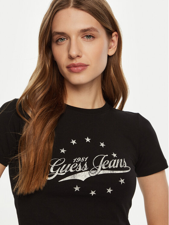 Guess Jeans Guess Jeans Футболка W5RI59 J1314 Чорний Regular Fit