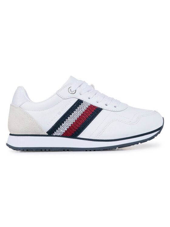 Tommy Hilfiger Laisvalaikio batai Tommy Hilfiger Tommy Leather Low Runner FW0FW05213 Balta
